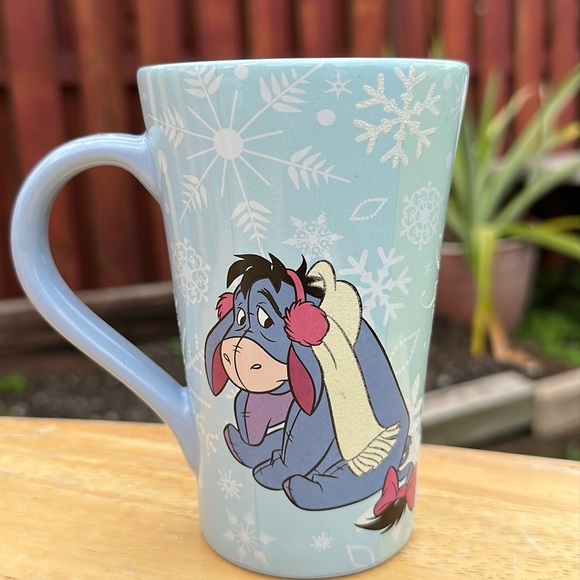 Eeyore Coffee Mug Disney Store Original Winnie The Pooh Winter Texture Snowflake - Picture 1 of 7